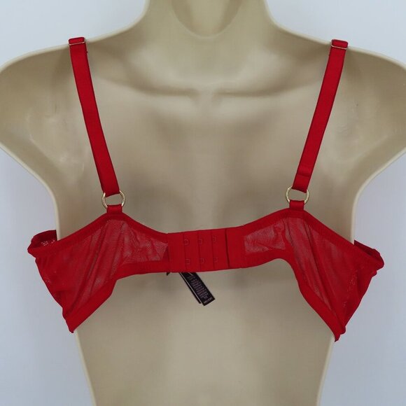 Victorias Secret 38C Very Sexy Push Up Bra Red Lace Gold Ring Underwire Padded - Picture 6 of 16
